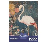 Rompecabezas para Adolescentes De 1000 Piezas Pink Flamingo Gustav Klimt Floral Rompecabezas para Adultos Juegos Relajantes Análisis Y Lógica Cumpleaños 38x26cm/1000pcs