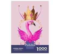 Rompecabezas para Adolescentes De 1000 Piezas Pink Flamingo Queen Rompecabezas para Adultos Juguete Decoración De Pared Carrera De Velocidad Manual Desafío Educativo 52x38cm/1000pcs