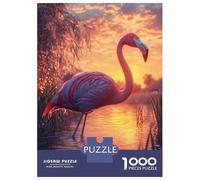 Rompecabezas para Adolescentes De 1000 Piezas Pink Flamingo Sunset Rompecabezas para Adultos Juego Práctico Una Obra De Arte Cumpleaños 38x26cm/1000pcs
