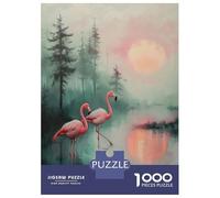 Rompecabezas para Adolescentes De 1000 Piezas Pink Flamingos at Sunset Rompecabezas para Adultos Juegos Relajantes Mejora La Memoria Desafiante De Completar 52x38cm/1000pcs