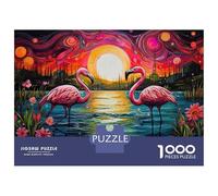 Rompecabezas para Adolescentes De 1000 Piezas Pink Flamingos Sunset Rompecabezas para Adultos Juegos Familiares Corte De Precisión Regalos Y Cumpleaños Únicos 38x26cm/1000pcs
