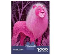 Rompecabezas para Adolescentes De 1000 Piezas Pink Lion in A Forest Illustration Rompecabezas para Adultos Juguetes Antiestrés Regalo De Cumpleaños Cumpleaños 52x38cm/1000pcs