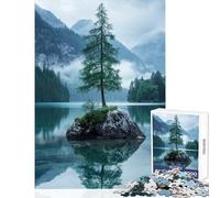 Rompecabezas para Adolescentes de 1000 Piezas: Pino Solitario en un Lago brumoso Juguete Educativo Regalo Divertido Juego Imposible para Mejorar el Amor en Pareja Tamaño 38x52cm