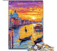 Rompecabezas para Adolescentes de 1000 Piezas, Pintura al óleo de Venecia, Juguete de Juego Intelectual Que fomenta el Amor en Pareja para Mayores de 14 años, 26x38cm
