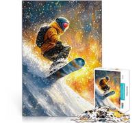 Rompecabezas para Adolescentes de 1000 Piezas Pintura al óleo Pasión por el Snowboard Análisis y lógica Gran Regalo 38x26cm