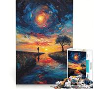 Rompecabezas para Adolescentes de 1000 Piezas Pintura al óleo Río Solitario Juguetes para armar interacción Entre Padres e Hijos cumpleaños y Navidad 50x75cm