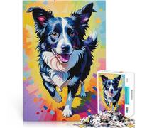 Rompecabezas para Adolescentes de 1000 Piezas Pintura de Border Collie Juegos Divertidos Cada Pieza es única: un desafiante y Divertido Juego Familiar 50x70cm