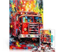 Rompecabezas para Adolescentes de 1000 Piezas Pintura de Camiones de Bomberos Juguetes de Bricolaje Gran Regalo para Juegos 75x50cm