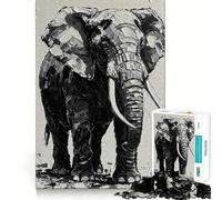 Rompecabezas para Adolescentes de 1000 Piezas,Pintura de Elefante en Blanco y Negro,Piezas de Corte Limpio,Juego Inteligente,Regalo,Juego de Tiempo Libre,Escena navideña,Arte (38x26cm)