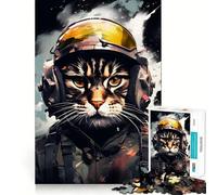 Rompecabezas para Adolescentes de 1000 Piezas Pintura de piloto de Caza de Gatos,Bordes impecables,Divertido Juego de Habilidad Mental,Juego Tranquilo,Juego de Arte para cumpleaños (38x52cm)