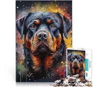 Rompecabezas para Adolescentes de 1000 Piezas Pintura de Rottweiler Juegos Divertidos Actividades Divertidas en casa, Regalos de cumpleaños, Regalos de Viaje, 75x50cm