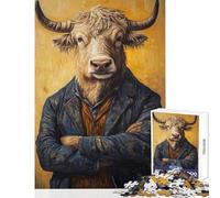 Rompecabezas para Adolescentes de 1000 Piezas Pintura de un Toro con Traje Rompecabezas de 1000 Piezas para ejercitar la Mente Gran Regalo para Juegos educativos y de Aprendizaje (38x26cm)