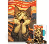 Rompecabezas para Adolescentes de 1000 Piezas Pintura Grito de Gato,Bordes impecables,Juego Divertido para Pensar,Momento Acogedor,decoración navideña (50x75cm)