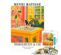 Rompecabezas para Adolescentes de 1000 Piezas Pintura Perro en el Lavabo de Henri Matisse Juego Relajante Juguete Juego Intelectual Regalos para Mujeres y Hombres una Obra de Arte (tamaño 38x26cm)