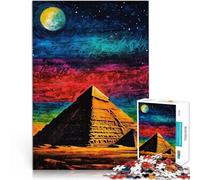 Rompecabezas para Adolescentes de 1000 Piezas Pirámide bajo el Cielo Nocturno Acertijo para Juego Educativo para cumpleaños y Navidad. 52x38cm