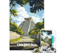 Rompecabezas para Adolescentes de 1000 Piezas Pirámide de Chichén Itzá Ayuda a ejercitar el Cerebro Juego Familiar difícil Apto para Mayores de 14 años (38x52cm)