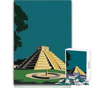 Rompecabezas para Adolescentes de 1000 Piezas, pirámide de Chichén Itzá, Juego Educativo Familiar, difícil, Regalo de cumpleaños, tamaño 38x26cm