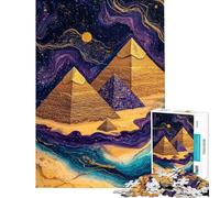 Rompecabezas para Adolescentes de 1000 Piezas Pirámides Doradas cósmicas Arte del Aura del Desierto Rompecabezas para Adultos Juego práctico para la diversión Familiar difícil y desafiante (38x52cm)