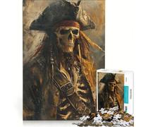 Rompecabezas para Adolescentes de 1000 Piezas Piratas sonrientes Juegos educativos decoración de Pared con póster y Hoja de Preguntas a Juego 38x52cm