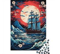 Rompecabezas para Adolescentes De 1000 Piezas Pirate Ship Ocean Waves Rompecabezas para Adultos Juegos Relajantes Regalos para Mujeres Regalos De Juegos Desafiantes 70x50cm/1000pcs