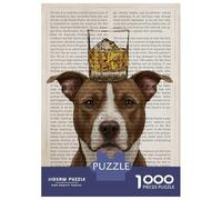 Rompecabezas para Adolescentes De 1000 Piezas Pitbull with Whiskey Glass on Head Rompecabezas para Adolescentes Juegos Relajantes Regalos para Mujeres para Cumpleaños, Navidad 38x26cm/1000pcs
