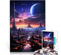 Rompecabezas para Adolescentes de 1000 Piezas Planeta Ciudad Futura Desafío difícil para aliviar el estrés Apto para Parejas 52x38cm