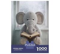 Rompecabezas para Adolescentes De 1000 Piezas Plush Elephant Reading on Toilet Rompecabezas para Adolescentes Juegos Relajantes Alivia El Estrés 70x50cm/1000pcs