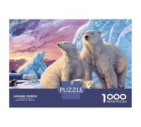 Rompecabezas para Adolescentes De 1000 Piezas Polar Bear Family Sunset Rompecabezas para Adultos Juegos Divertidos Una Obra De Arte Cumpleaños Y Navidad 52x38cm/1000pcs
