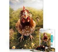Rompecabezas para Adolescentes de 1000 Piezas Pollo en la Hierba,Bordes impecables,Juego Divertido para Pensar,Momento Acogedor,decoración navideña (38x26cm)