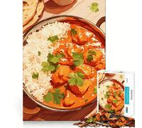 Rompecabezas para Adolescentes de 1000 Piezas Pollo Tikka Masala con arroz,diseño de Corte preciso Divertido Rompecabezas de lógica Relájate y diviértete (38x26cm)
