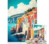 Rompecabezas para Adolescentes de 1000 Piezas póster artístico de Sorrento Italia Juegos relajantes decoración de Pared Juguetes antiestrés interacción Entre Padres e Hijos (38x52cm)