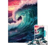 Rompecabezas para Adolescentes de 1000 Piezas Póster de Choque de Olas del océano Juguetes educativos para Aprender Juegos prácticos de análisis y lógica Ideas de Regalos (Tamaño 38x52cm)