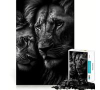 Rompecabezas para Adolescentes de 1000 Piezas Póster de Dos Leones abrazados, decoración de Corte preciso, Juguete Creativo y Divertido, Juego de Paz, Pieza de Arte navideña (50x75cm)