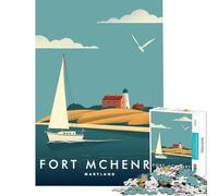 Rompecabezas para Adolescentes de 1000 Piezas póster de Fort McHenry Maryland Juguetes educativos Juego Familiar para Toda la Familia Regalos para Mujeres y Hombres tamaño 38x26cm