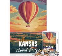 Rompecabezas para Adolescentes de 1000 Piezas póster de Globo aerostático al Atardecer de Kansas Juguete Educativo Gran Regalo para Juegos Familiares Entrena tu Cerebro y Tus Manos tamaño 38x26cm