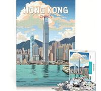 Rompecabezas para Adolescentes de 1000 Piezas, póster de Hong Kong, China, Juego Imposible, Interesante para Reducir el estrés, 50x75cm