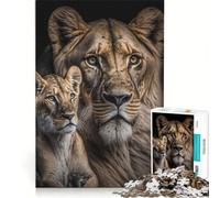 Rompecabezas para Adolescentes de 1000 Piezas Póster de mamá león con su Hijo Juego Educativo decoración Lista de Deseos con Papá Noel 38x52cm