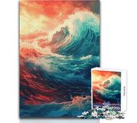 Rompecabezas para Adolescentes de 1000 Piezas, póster de Olas del océano, Juego Imposible, Actividades Familiares, Regalos de Amigo Secreto, tamaño 38x52cm