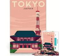 Rompecabezas para Adolescentes de 1000 Piezas, póster de Viaje a Tokio, decoración de Corte preciso, Juguete Creativo y Divertido, Juego de Paz, Pieza de Arte navideña (38x26cm)