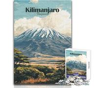 Rompecabezas para Adolescentes de 1000 Piezas, póster de Viaje al Kilimanjaro, Tanzania, Juego Educativo Familiar para Mejorar la Memoria, Regalo de Amigo Secreto, tamaño 38x52cm