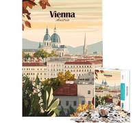 Rompecabezas para adolescentes de 1000 piezas póster de viaje con paisaje urbano de Viena Austria juguetes educativos juego familiar decoración de pared regalos para mujeres y hombres (tamaño 50x75cm)