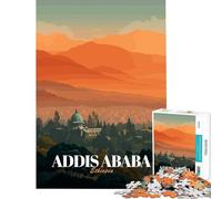 Rompecabezas para Adolescentes de 1000 Piezas póster de Viaje de Addis Abeba Etiopía Juguetes de Juego Familiar Juegos educativos Regalos para Mujeres y Hombres para Toda la Familia (tamaño 38x52cm)