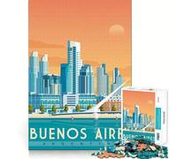 Rompecabezas para Adolescentes de 1000 Piezas,póster de Viaje de Buenos Aires,Juego Divertido de Habilidad Mental con Bordes impecables,Juego Tranquilo y Divertido para cumpleaños (38x52cm)