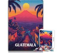 Rompecabezas para Adolescentes de 1000 Piezas, póster de Viaje de Guatemala con Vista al volcán, Juegos Familiares, análisis y lógica, Juguetes antiestrés, tamaño 38x52cm
