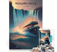 Rompecabezas para Adolescentes de 1000 Piezas Póster de Viaje de Las Cataratas del Niágara Juegos Divertidos para ejercitar la Mente y Las Manos Ideal para Decorar el Escritorio 38x52cm