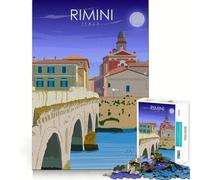 Rompecabezas para Adolescentes de 1000 Piezas,póster de Viaje de Rimini,Italia,Juego de Ajuste preciso,Juego de ingenio,Tiempo Libre,diversión, Arte (38x52cm)