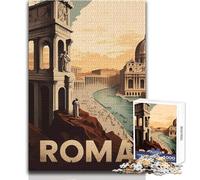 Rompecabezas para Adolescentes de 1000 Piezas, póster de Viaje de Roma, Rompecabezas, Juegos Familiares, decoración artística para el hogar, Regalos de cumpleaños, tamaño 38x52cm