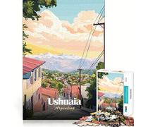 Rompecabezas para Adolescentes de 1000 Piezas póster de Viaje de Ushuaia Argentina diseño Impecable Divertido Juego de Habilidad Mental Juego Tranquilo y Divertido Juego de cumpleaños artístico