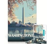 Rompecabezas para Adolescentes de 1000 Piezas, póster de Viaje de Washington DC, Juego Divertido de Habilidad Mental con Bordes impecables, Juego Tranquilo y Divertido para cumpleaños (38x26cm)