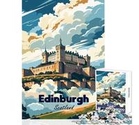 Rompecabezas para Adolescentes de 1000 Piezas póster de Viaje del Castillo de Edimburgo Escocia Juguetes de Bricolaje Gran Regalo para Juegos Juego de ingenio Actividades Divertidas en casa 38x52cm